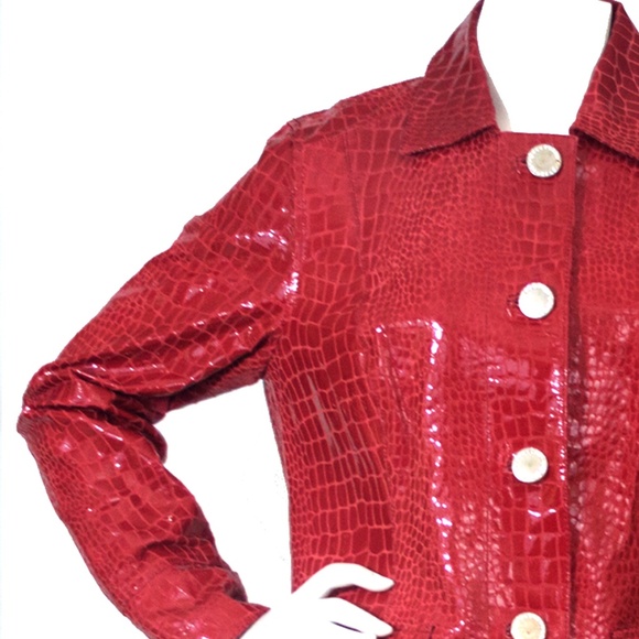 Berer Jackets & Blazers - Vtg Berer Leather Croco Bling Boutique Jacket L